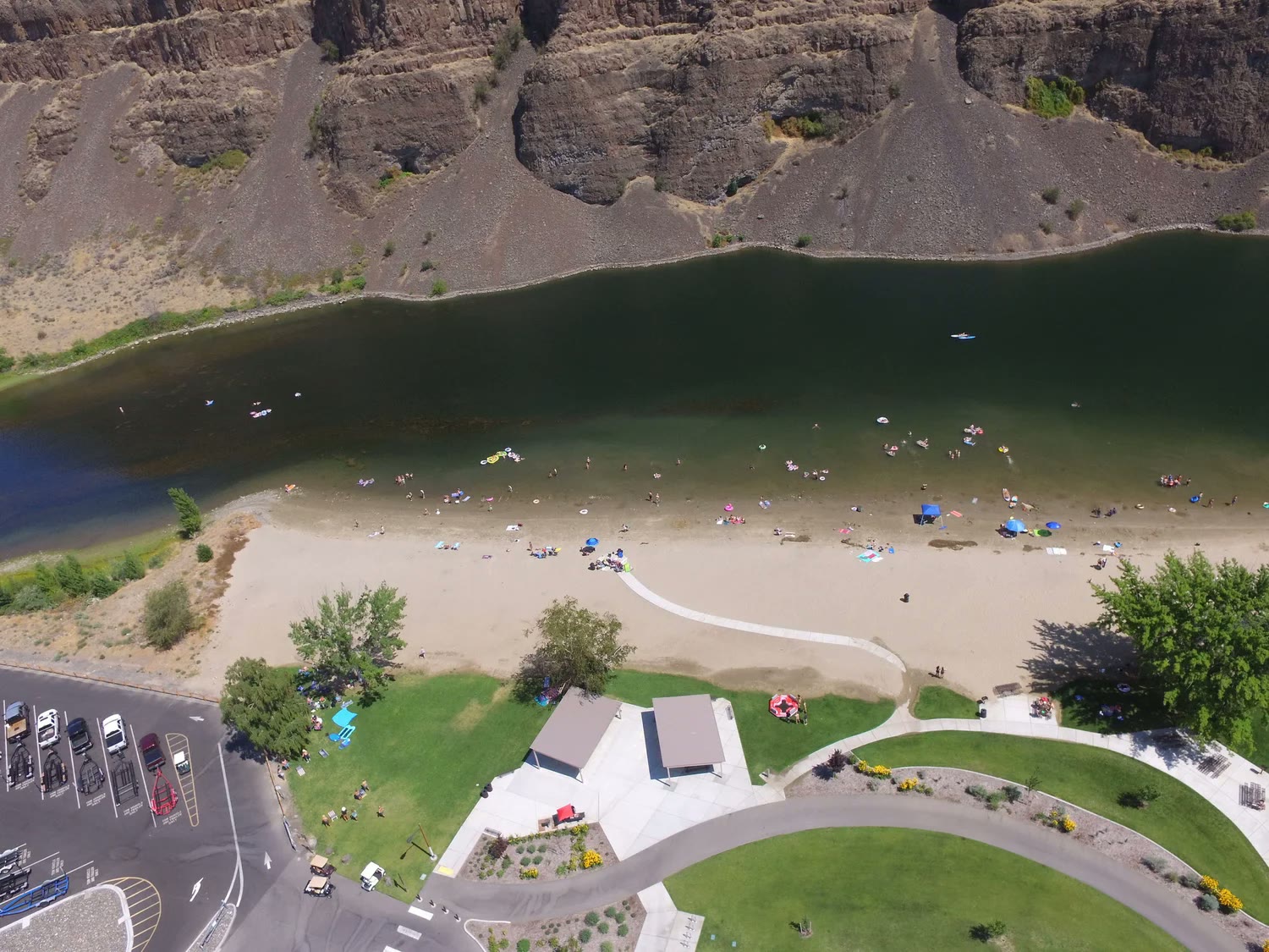Riverbend swim beach from above